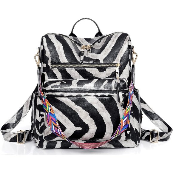 Women\'s Zebra Black Multipurpose Design Convertible Shoulder Bag main image 5